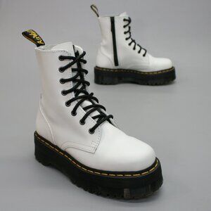 Dr. Martens Ladies 37 (6) Jadon White Matte Platform Combat Side-zip Ankle Boots